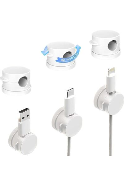 The Bros مجموعة مطورة من 6 مشابك كابلات دوارة 360 درجة، منظمات أسلاك زنبركية ...