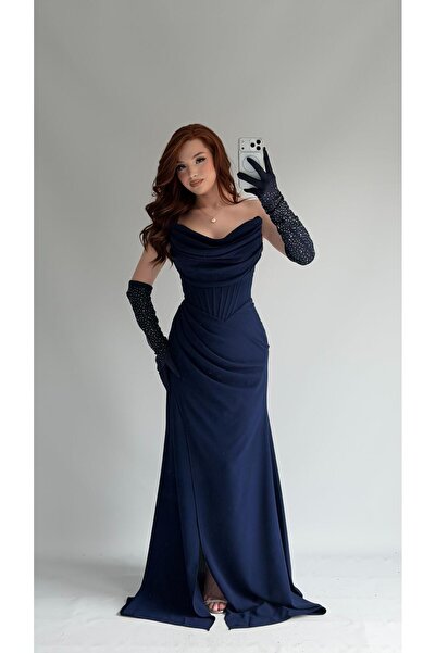 AYŞENUR DİNÇER Maria Eldivenli Abiye Lacivert