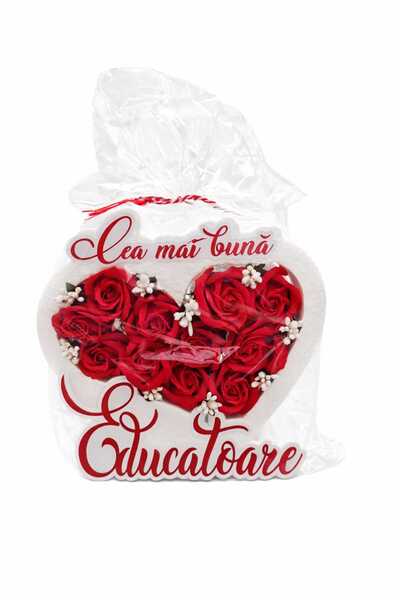 OEM Decorative Arrangement with Artificial Red Roses "Best Educator"