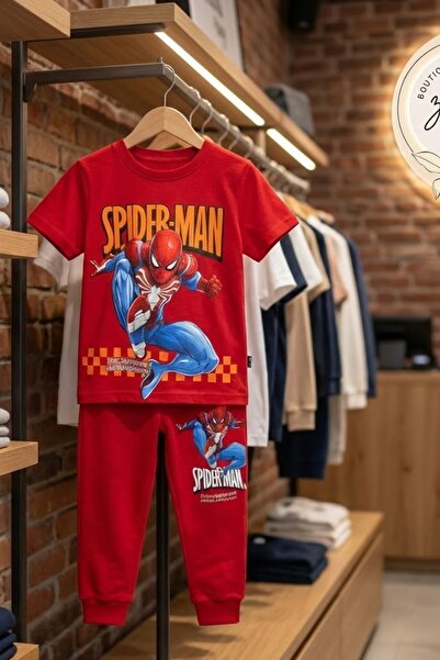 SPIDERMAN طقم ملابس للأولاد مكون من قميص علوي من القطن الممشط مطبوع عليه سباي...