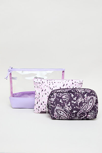 R&B Women's Purple 3 Pack Cosmetic Pouch Set