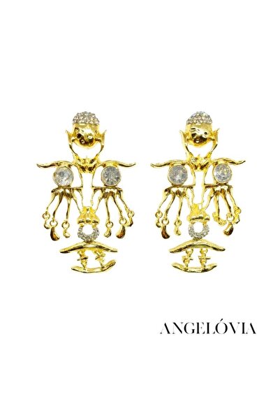 Angelovia Steel Earrings with Skeleton Figure