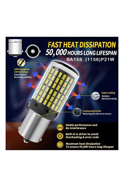 PyAuto Set de 2 becuri LED albe BA 15 S (1156) P 21 W, Canbus, fără erori