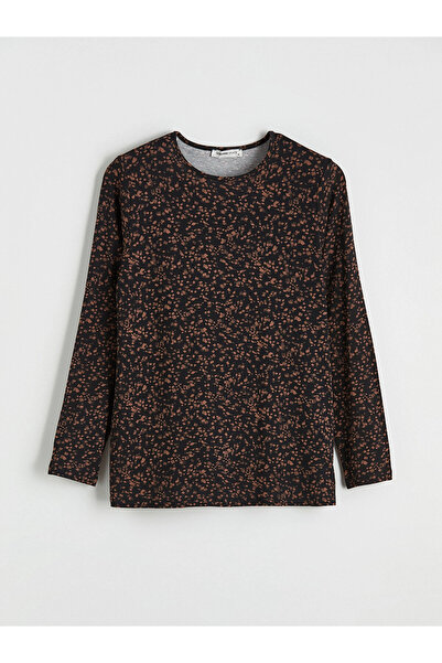 LC Waikiki Lcw grace brown bicycle collar patterned blouse