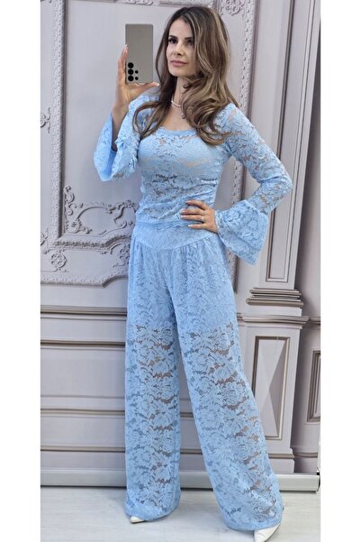 GLAMSI Lace set with blouse and flared pants
