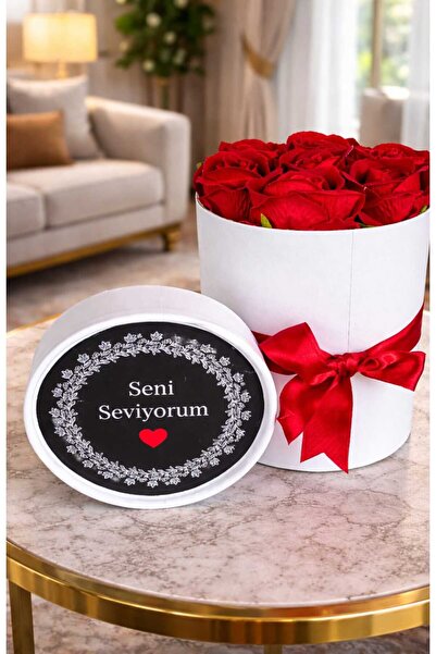 umbera-flowers Hediye Çiçek Sevgililer Günü Şık Zarif Silindir Kutuda Solmaya...