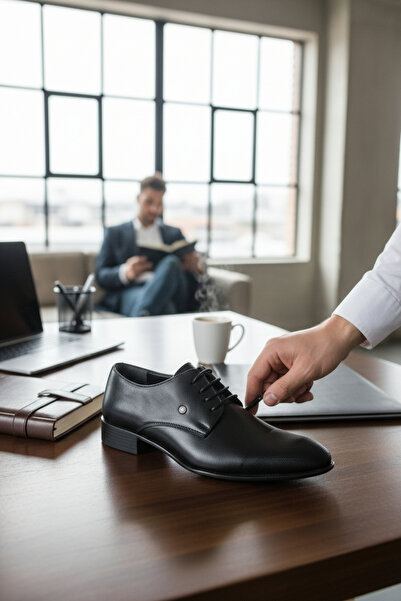 enoch حذاء إينوك كلاسيكي من الجلد الأسود الأصلي ذو أربطة من سلسلة مودرن أوفيس...