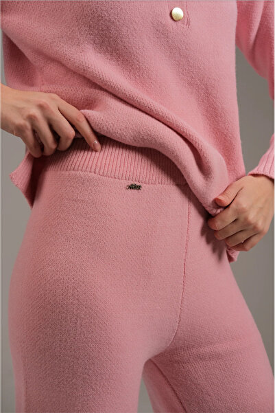 A&SUZ Knitted Cotton Trousers in Pink