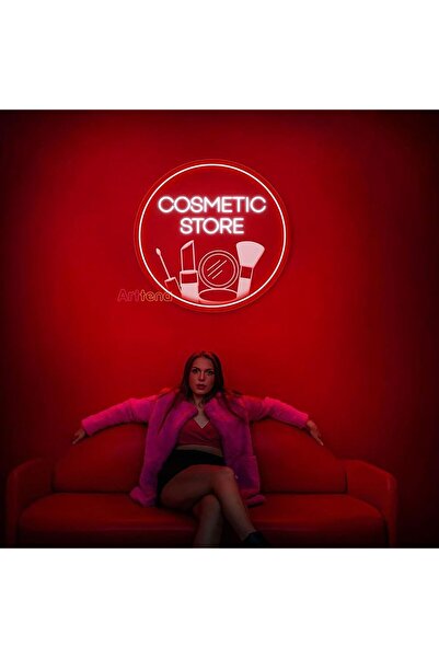 Slasa Nail Salon Hair Washing Cutting Styling Red LED Neon Sign Circle 30x30 cm