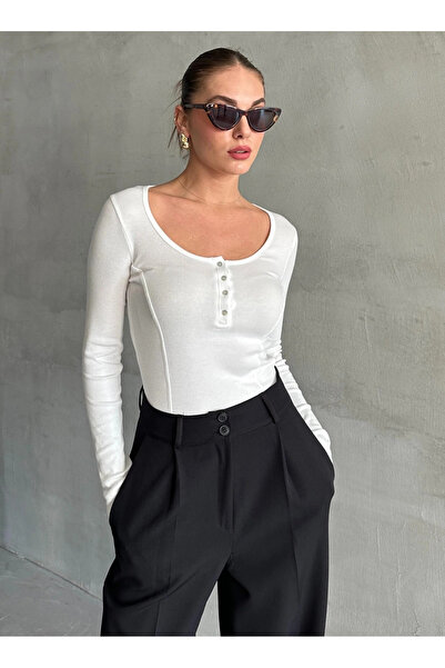 My Blog White Buttoned Long T-Shirt