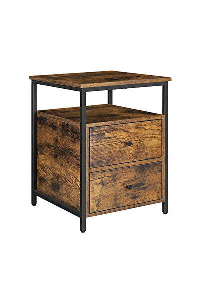 Talis Bedside table, Talis, 2 drawers, Rustic Brown, LET067B01, 45 x 45 x 60 cm