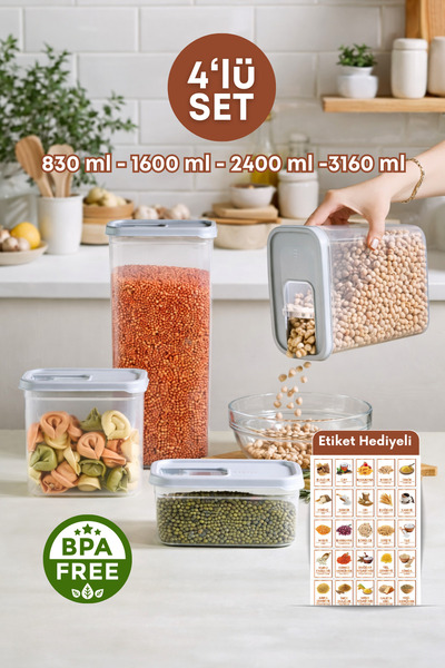 grimorlife 4-Piece Storage Container Set with Sliding Lid |   830 Ml+1600 Ml+...