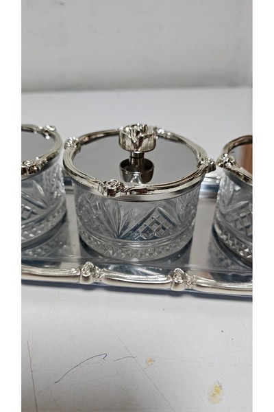 Turkish Store İstanbul Rose Lid Snack Tray with 3 Trays