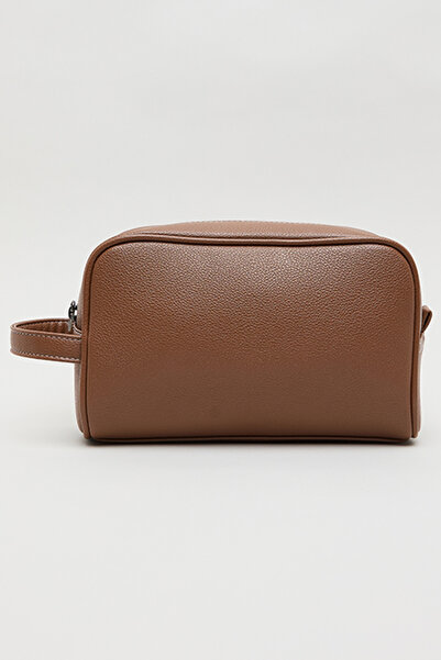 R&B Men's Brown Textured Travel Pouch