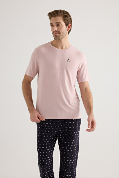 Syah Erkek Viscose Kısa Kollu Pijama Üstü