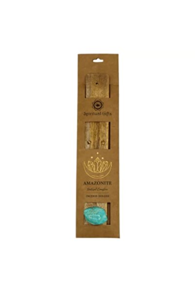 OEM Wooden Incense Holder Engraved with Amazonite, 25 cm