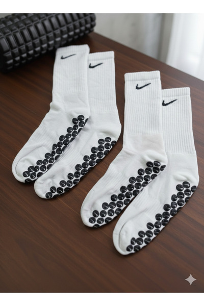 Ünlü Non-Slip Silicone Towel Sole Seamless Match Sports Socks 2 Pairs