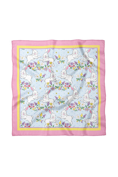 Sultan İpek Tavşan Desenli Fular / Bandana 50x50cm