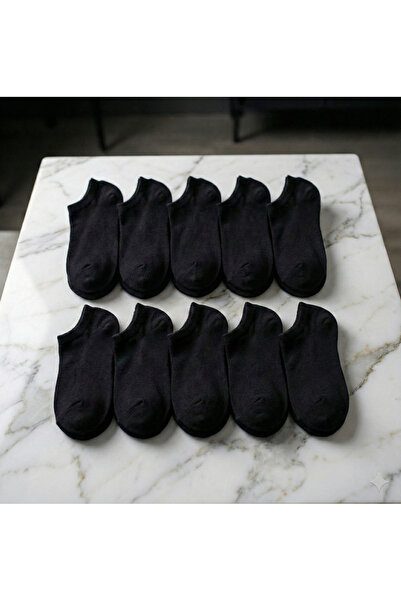 Üstünel çorap Pack of 10 Cotton Invisible Sneaker Socks Set - Black
