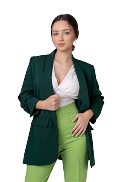 OEM Sacou verde cu maneci incretite, Poliester, One Size M