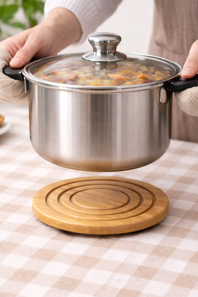 Binbirreyon Bamboo Pot Mat with Feet 31cm Ra808