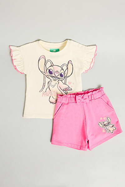 R&B Girl's Beige Angel Print Clothing Set