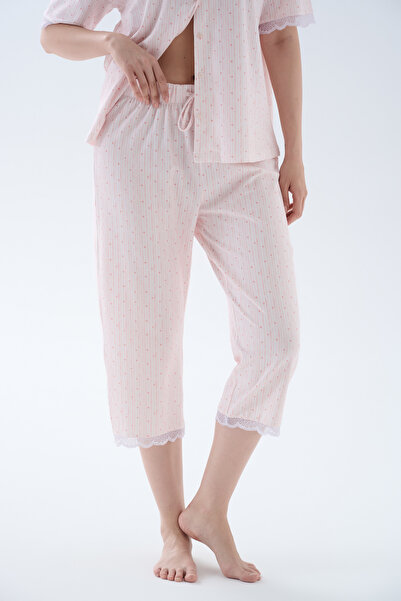 Hays Kadın Pamuklu Dantelli Kapri Pijama Altı