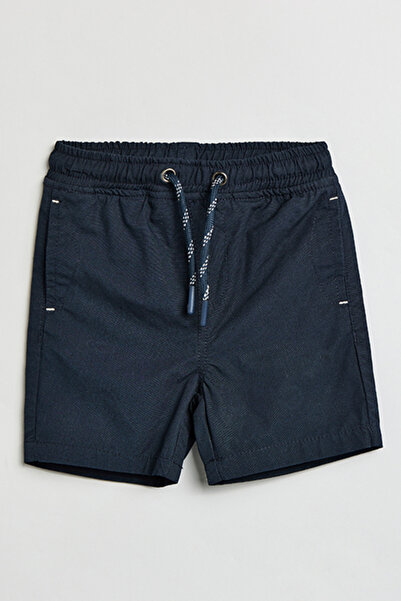 R&B Boy's Dark blue Solid Shorts with Drawstring Waist