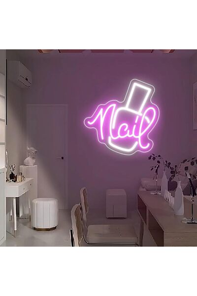Slasa Nail Salon Hair Washing Cutting Styling LED Neon Sign Wall Decor 35x35 cm