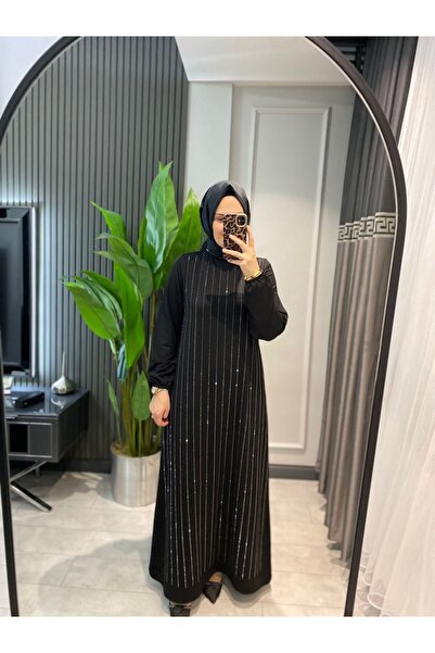 SARE BOUTIQUE Women's Hijab Dress with Stones All over the Body in Combed Cot...