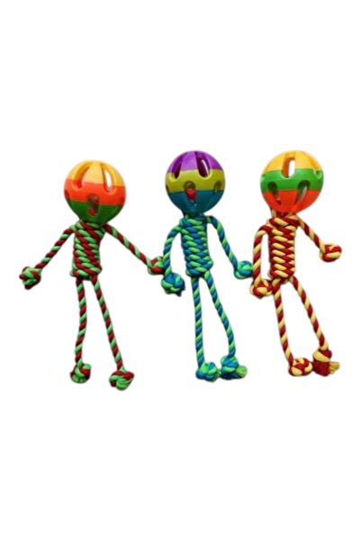 FOXMAG24 Set de 3 jucării multicolore pentru câini cu minge de cauciuc