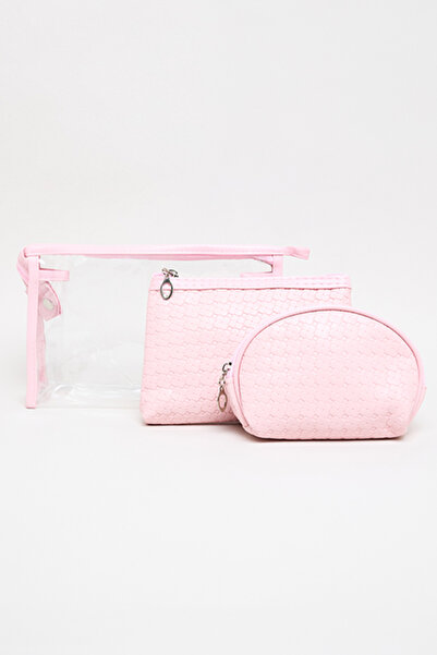 R&B Women's Pink 3 Pack Cosmetic Pouch Set