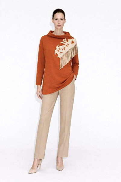 Mizalle Püskül Troklu Scuba Kiremit Tunik