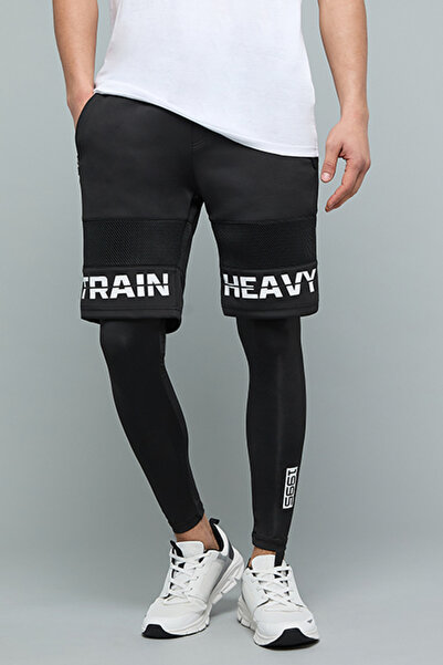 R&B Men's Black Typography Print Trackpants With Drawstring Waist