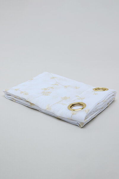 R&B Unisex White Embroidered Sheer Curtain