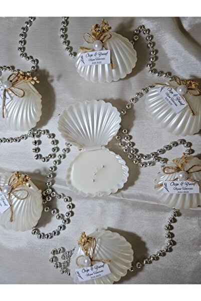Store İstiridye Model Hediyelik Mum Söz, Nişan, Kına, Nikah, Baby Shower 15 adet