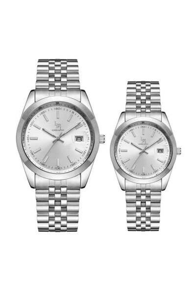 LOUIS RIVEL Men's and Women's Watch Set LR 2411 Silver White Dial