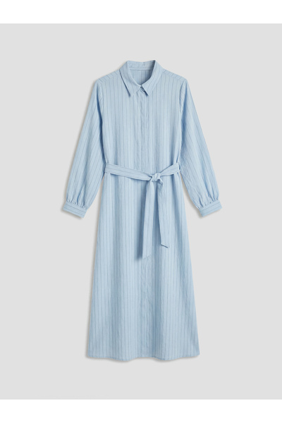 LC Waikiki Μπλε φόρεμα Çiz Ριγέ με Ποπλίνα λεπτομέρειες Pop από την GÜLİS GİYİM