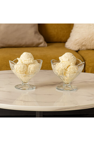 casa rosa Turkish Crystal Glass Yogurt Set, 6 Pieces with Base | Ice Cream/Mu...