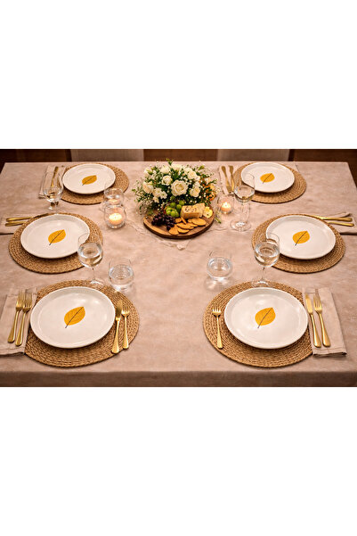 618 CONCEPT 19 cm Ceramic Leaf Patterned Cake Plate Set of 6