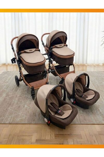 modabebekler İkiz Bebek Arabası Travel Sistem | Oto Koltuklu, Çift Yönlü, Por...