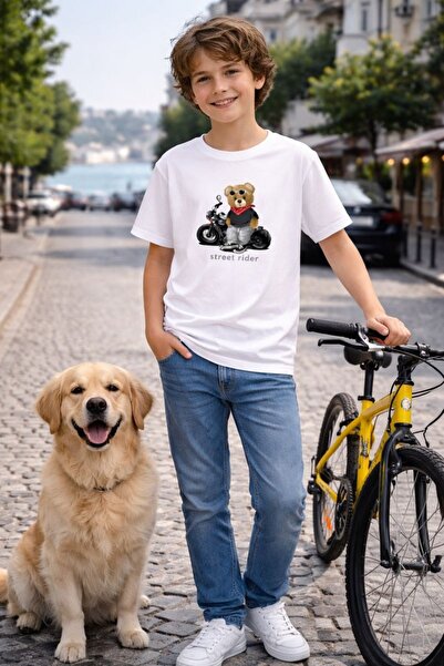Cloise Teddy Bear Rider Printed Boys' T-Shirt 100% Cotton