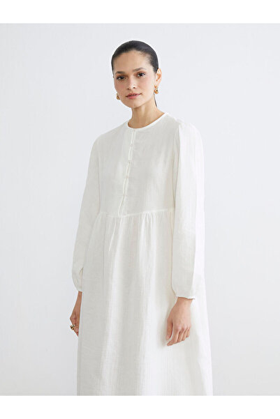 LC Waikiki Balloon Sleeve Muslin Long Dress