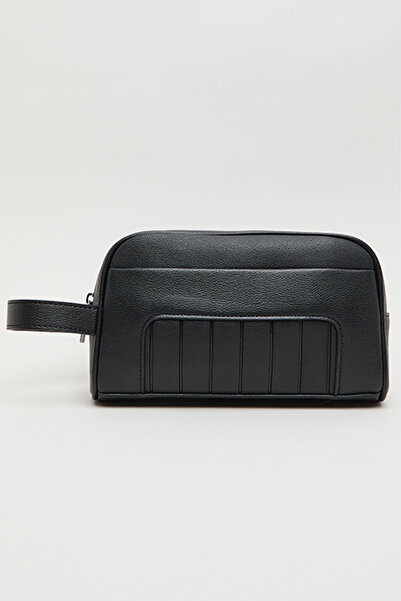 R&B Men's Black Textured Travel Pouch