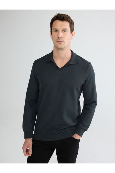 LC Waikiki Ανδρικό φούτερ με λαιμόκοψη ανθρακί