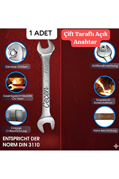 ÇEÇEN HOME (1Pcs) Double-Sided Open-End Wrench 14mm - 15mm Two-Mouth Wrench -...