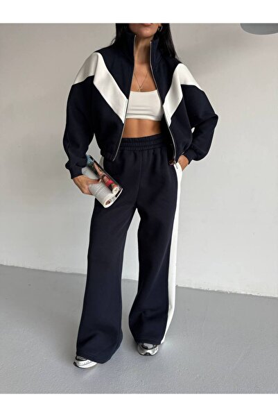 BE CHİC Women's Stand-Up Collar 3-Ply Shar Fleece-Lined Ri̇t Detail Decorated...