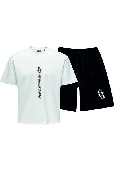 HOFFNUNG Unisex Casual Short Sleeve Set with Love Print Outdoor Spring/Summer...