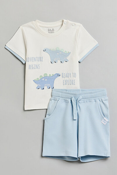 R&B Boy's Cream Printed Clothing Set