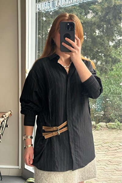 Pulli Collection Cămașă supradimensionată cu curea și dungi